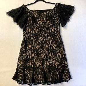Eliza J Off Shoulder Ruffle Lace Black Formal Dress Size 6